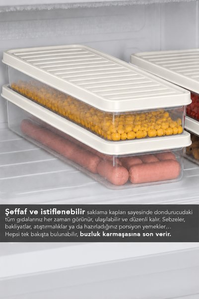 Meleni Home 6-Piece Refrigerator Organizer Set - Leak-Proof Lid Storage Container Freezer Organizer 1L-2.6L Cream