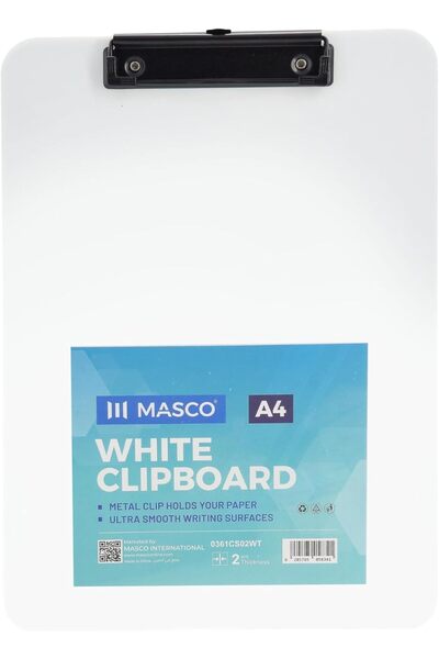 Generic A4 White Clipboard with Metal Clip, 2mm Thick Board, Smooth Writing S...