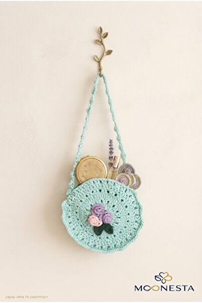 Moonesta Handmade Macrame Bag with Floral Detail