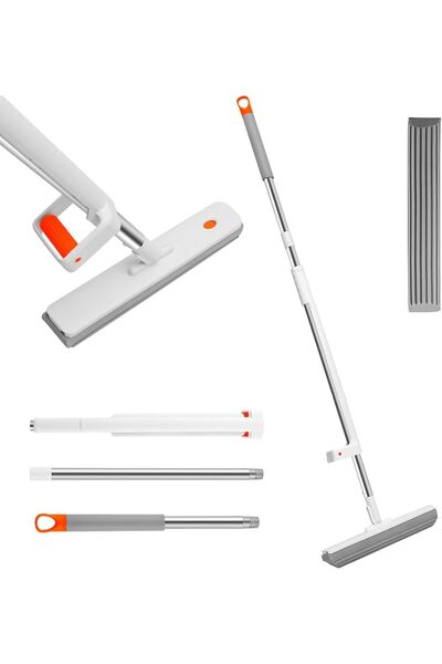 Generic Sponge Mop with Replacement Head, Hands-Free Self-Wringing Swab with ...