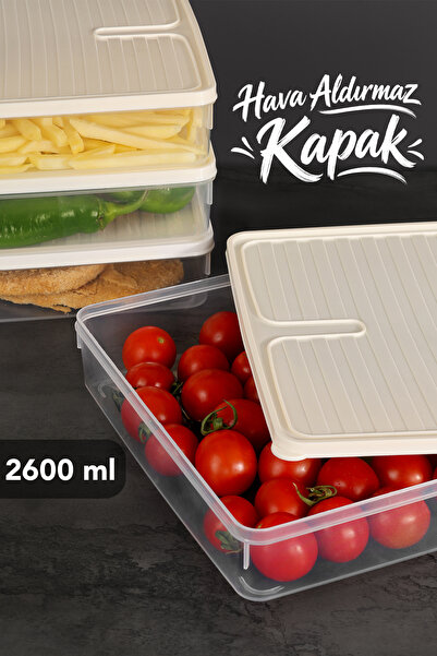Meleni Home 6-Piece 2600ml Refrigerator Organizer - Microwave Safe Leak-Proof Lid Kitchen Organizer Cream