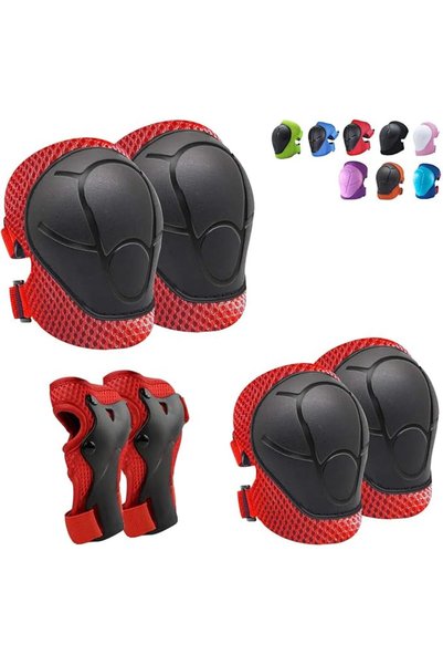 SportQ 6 Pcs Kids Sport Protective Gear Set Knee Pads Elbow Pads Skateboard C...