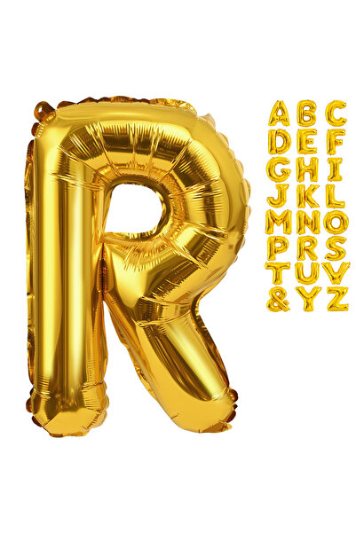 Folyo R-Harf Balon Gold Renk R-Harfi Helyum Balon 36cm R-Harf Balon Balon (34 inc)Doğumgünü Balon