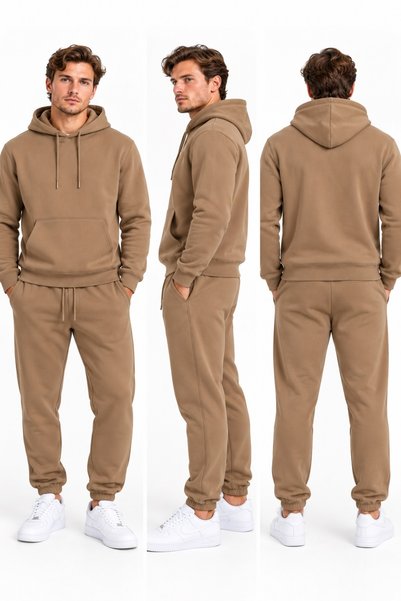 Machi Men's 3 Thread Track Suit Set with Hooded Elasticized Cuffs (Soft Puff ...