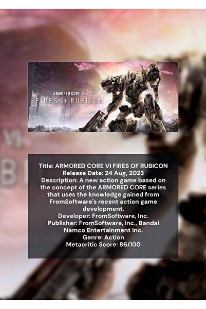 OEM ARMORED CORE VI FIRES OF RUBICON Αφίσα Ινφορματογραφίας, Παιχνίδι Δράσης ...