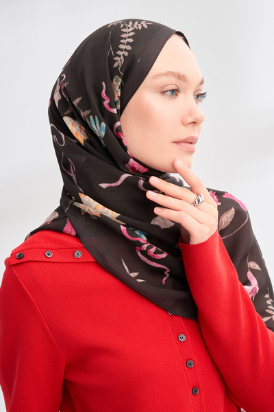 ARMANDA Floral Archive Lavinia Pattern Shawl - Aci Brown