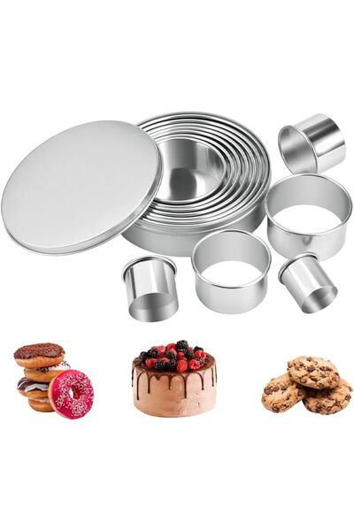 Generic 12 Pieces Stainless Steel Round Cookie Biscuit Cutter Set,Round Cooki...