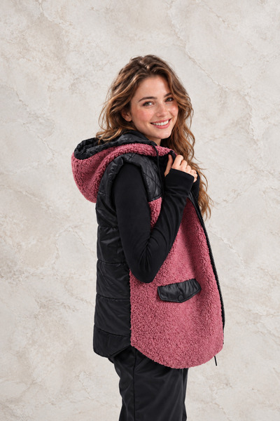 FAVORİST Outdoor Plush Women's Hooded Teddy Quilted Gilded Vest Vt-2598 (the ...