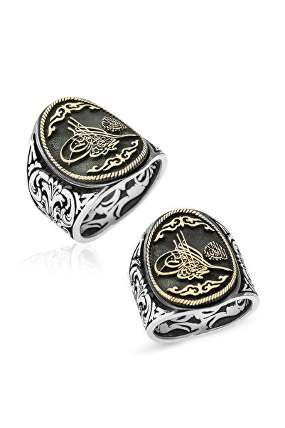 BlackCraft Silver Ring for Men with Tuğra Inscribed "La Ilaha Illallah"