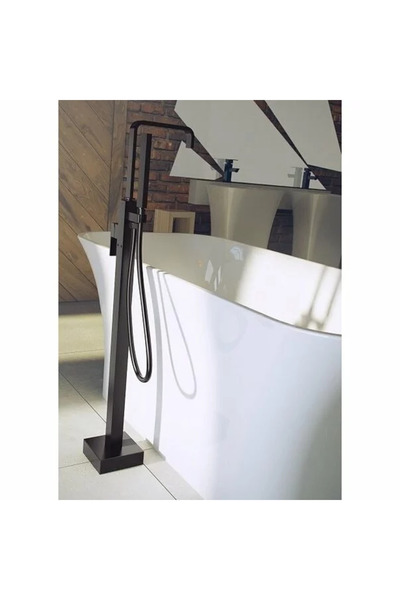 Vivis Baterie de baie cu montaj pe pardoseală, modernă, negru mat