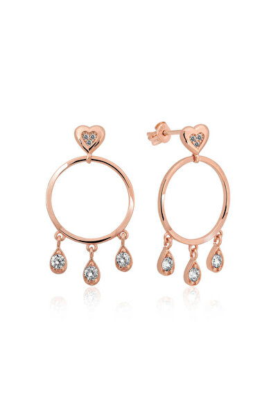 BlackCraft Silver Heart Detailed Hoop Earrings