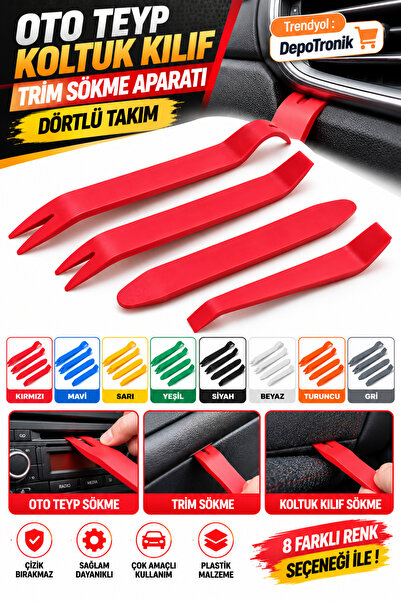 Oto Torpido Sökücü Trim Teyp Radyo Kapı Konsol Sökme Aparat 4'lü Set