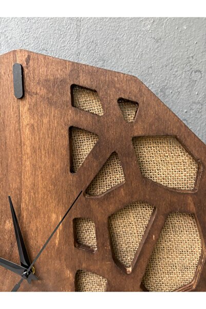 Nixar Desing El Yapımı Dekoratif Duvar Saati Jüt Detaylı Geometrik Tasarım 41x41 cm