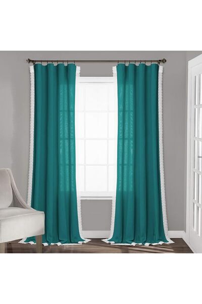 Lush Decor مجموعة ستائر روزالي للنوافذ لغرفة المعيشة وغرفة الطعام وغرفة النوم...