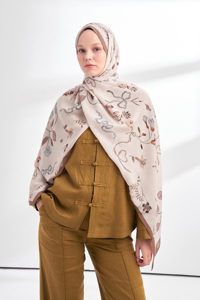 ARMANDA ARHIVĂ FLORALĂ ȘAL CU MODEL LAVINIA - CAMEL