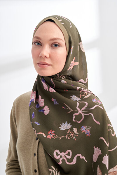 ARMANDA Floral Archive Lavinia Pattern Shawl - Khaki