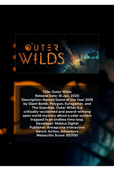 OEM Αφίσα Ινφογραφικό Outer Wilds, Εξερεύνηση του Διαστήματος, Χαρτόνι 250γρ, A4