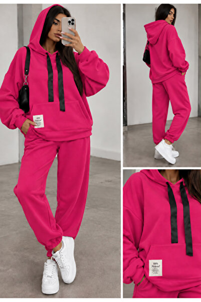 Generic Brand Γυναικεία φόρμα oversized, 2 τεμαχίων, με καπιτονέ εσωτερικό, μ...