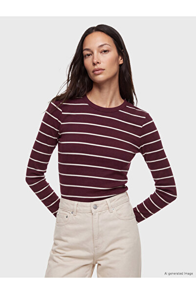 LC Waikiki Two Mt Shop Quality Lcw Everyday Burgundy Camisole Striped Super S...
