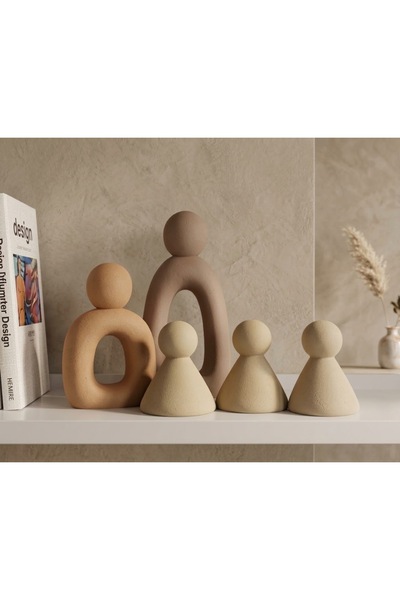 Mergen Art 5li dekoratif ,renkli, soyut ,modern beşli aile figürü, biblo