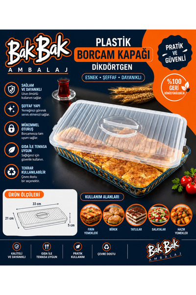 Şeffaf Plastik Dikdörtgen Borcam Kapağı