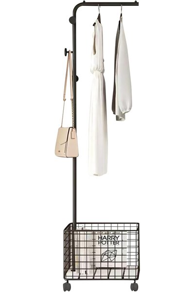 Generic Mobile Coat Rack with Storage Basket - 360° Wheels, Heavy-Duty Metal ...
