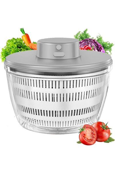Generic جهاز تجفيف السلطة الكهربائي سعة 4 لتر - جهاز تجفيف الخس، جهاز غسل الف...