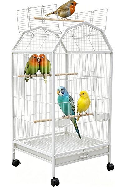 Generic 40'' Iron Parakeet Bird Cage, Open Top Standing Parrot Parakeet Cage,...