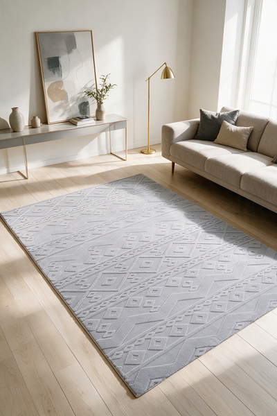 Decomia Home LORA Peluş Puffy Gri Kaymaz Salon Halısı Koridor Halısı Çocuk Ha...