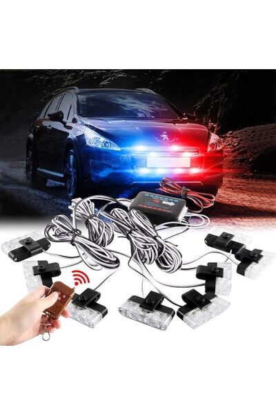 GENERAL Red Blue 16LED Grille Strobe Light Dash Deck Visor Police Flash Car T...