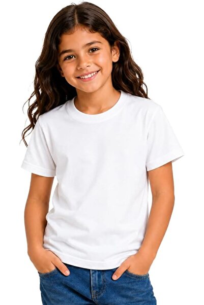 Generic Kids Round Neck Girls T Shirt 170 GSM Pure Cotton Basic Colors, White...