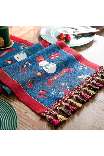 Generic Boho Table Runner with Tassels Home Decor, Farmhouse Rustic Cotton an...