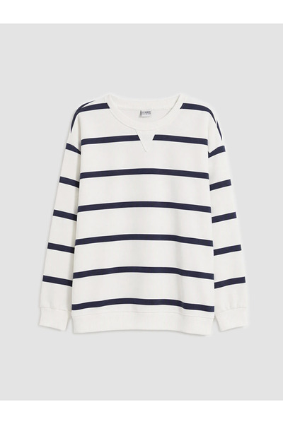 LC Waikiki Navy Blue Striped Boys' Sweatshirt