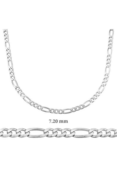 BlackCraft 7.20 mm Silver Figaro Chain - 200 Microns