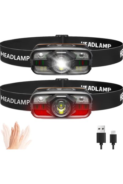 Generic مصباح رأس قابل لإعادة الشحن، مصباح أمامي LED فائق السطوع، 11 وضع إضاء...