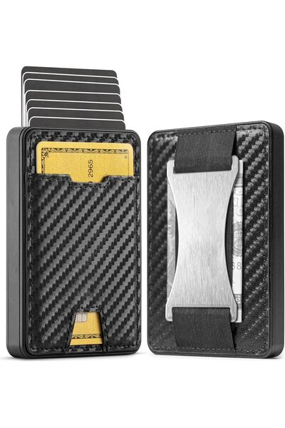 Generic Slim Wallet for Men, Metal RFID Blocking Mens Wallet, Front Pocket Wa...
