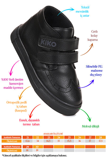 Kiko Kids Shapy Cilt Günlük Cırtlı Erkek Çocuk Bot Ayakkabı