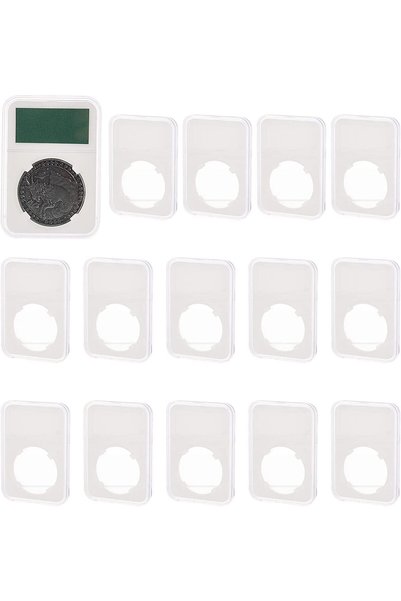 Generic Coin Holder Transparent Markable PC Coin Storage Box 40mm Inner Diame...
