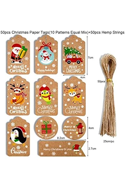Generic Brain Giggles Christmas Gift Tags with String - Set of 50 Christmas Gift Cards Tags for Christmas Gi