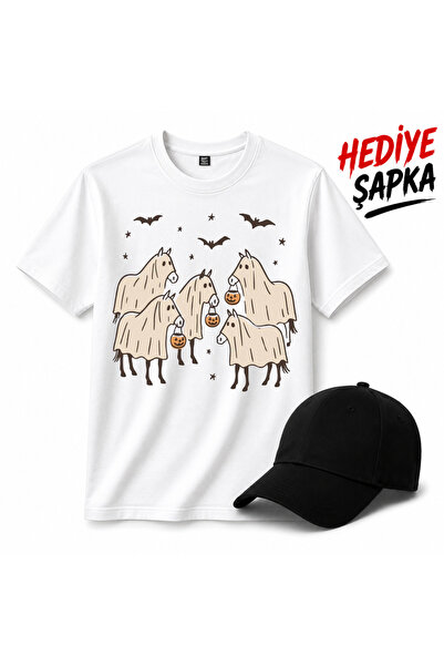 barsdepo Tricou cu imprimeu fantomă tematică HALLOWEEN, unisex, 100% bumbac (...