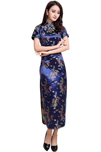 GENERAL STIOEDYUAN womens Women Cheongsam Long Dress Evening Short Sleeve Sli...