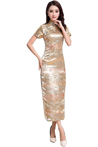 GENERAL STIOEDYUAN womens Women Cheongsam Long Dress Evening Short Sleeve Sli...