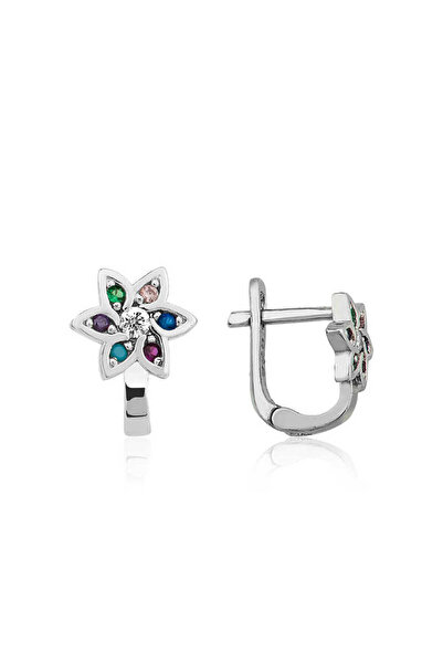 BlackCraft Silver Colored Flower Earrings