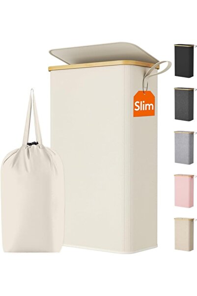 GENERAL Laundry Basket with Lid Narrow Laundry Hamper with Removable Bag and ...