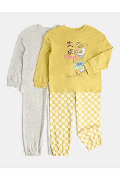 Marks & Spencer Saf Pamuklu Tokyo Desenli Pijama Takımı