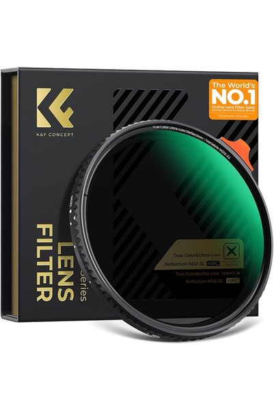 K&F CONCEPT فلتر عدسة 77 ملم بألوان حقيقية وانعكاس منخفض للغاية ND2-32