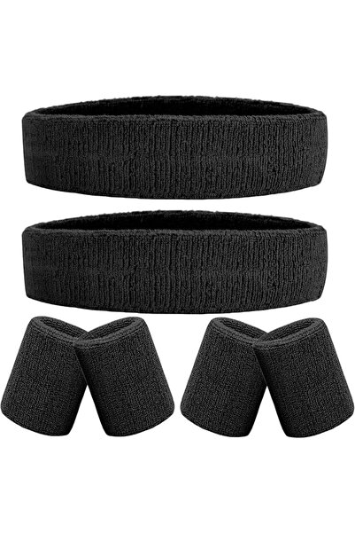 GENERAL 6 Pieces Sweatband Set Sports Headband Wristband Set, Moisture Wickin...