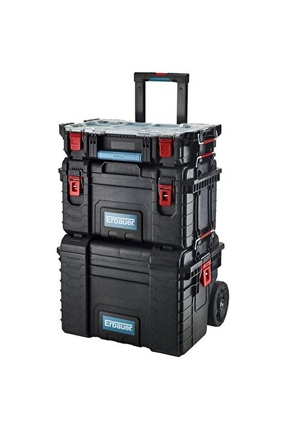 Erbauer Set de 3 cutii de scule modulare Connecx, 56,4 x 46,5 x 86 cm, negru