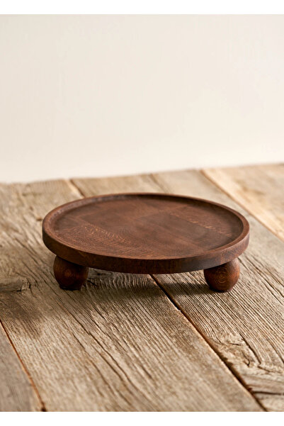Wooden Ahşap Yuvarlak Sunum Standı Naturel (25 cm)