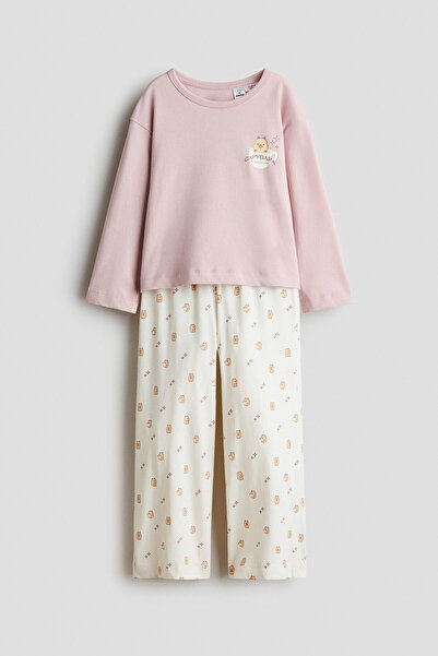 H&M Pamuklu ve Baskılı Pijama Takımı